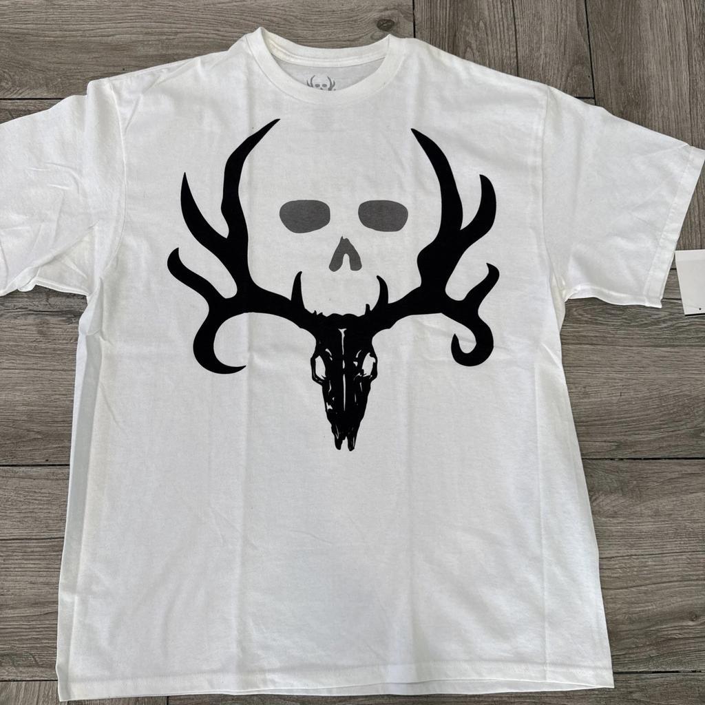 White Bone Collector Antler Skull Logo Style T- Shirt Size XL Brand New Tags