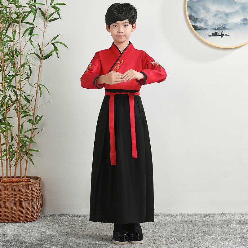 Hanfu Children's Traditional Costume: Boys' National Studies and Girls' Ancient Ruqun Tang Suit for School Performances.