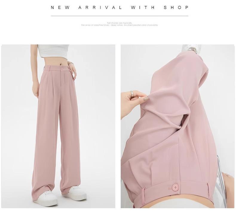 Spring/Summer 2026 Black Wide-Leg High-Waist Slimming Pants - New Fashion Casual Style