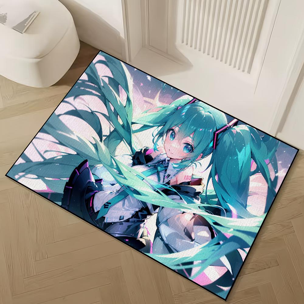 

H-Hatsune Cartoon Cute M-Miku small carpet For House Bedroom Decoration Kitchen Bath Super Absorbent Rug Carpet Foot Non-slip SJR40x60CM