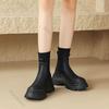 Fashion Knitted Patent Leather Sock Boots for Women Fashion New Thick Bottom Round Head Ankle Boots Casual Spring Autumn Women's Shoes