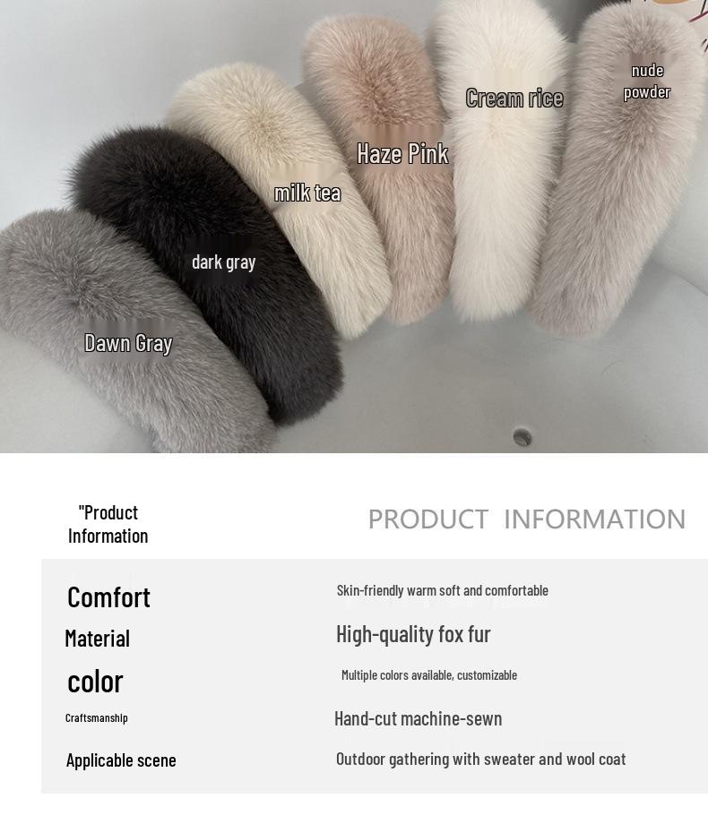 Faux Fur Snood Scarf with Magnetic Fox Fur Collar - Trendy Hanfu Down Jacket Accessory