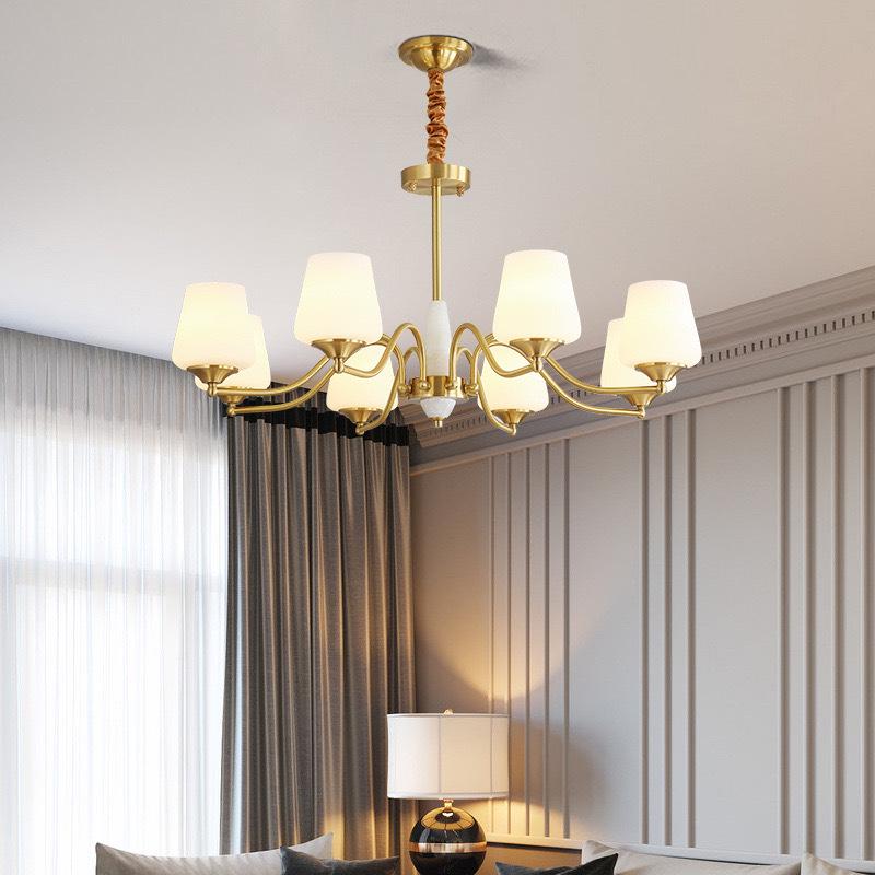 All-Copper American Style Chandelier: Country Retro Lighting for Living Room, Bedroom, Villa, or Dining Area