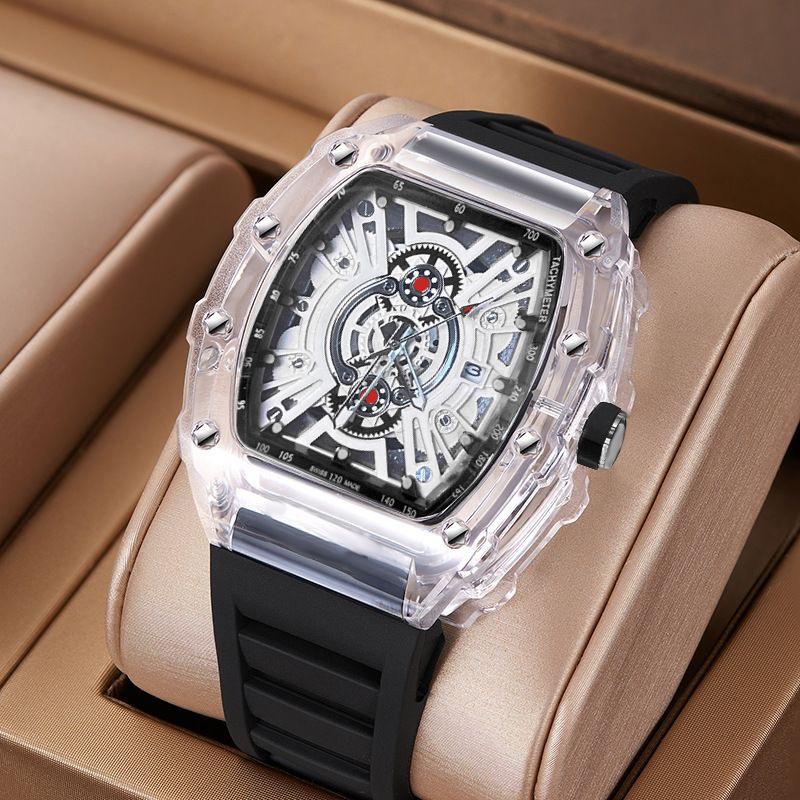 Lässige Mode High-End Automatische Quarz Hohl Luminous Wasserdichte Tonnenförmige 1703 Herrenuhr