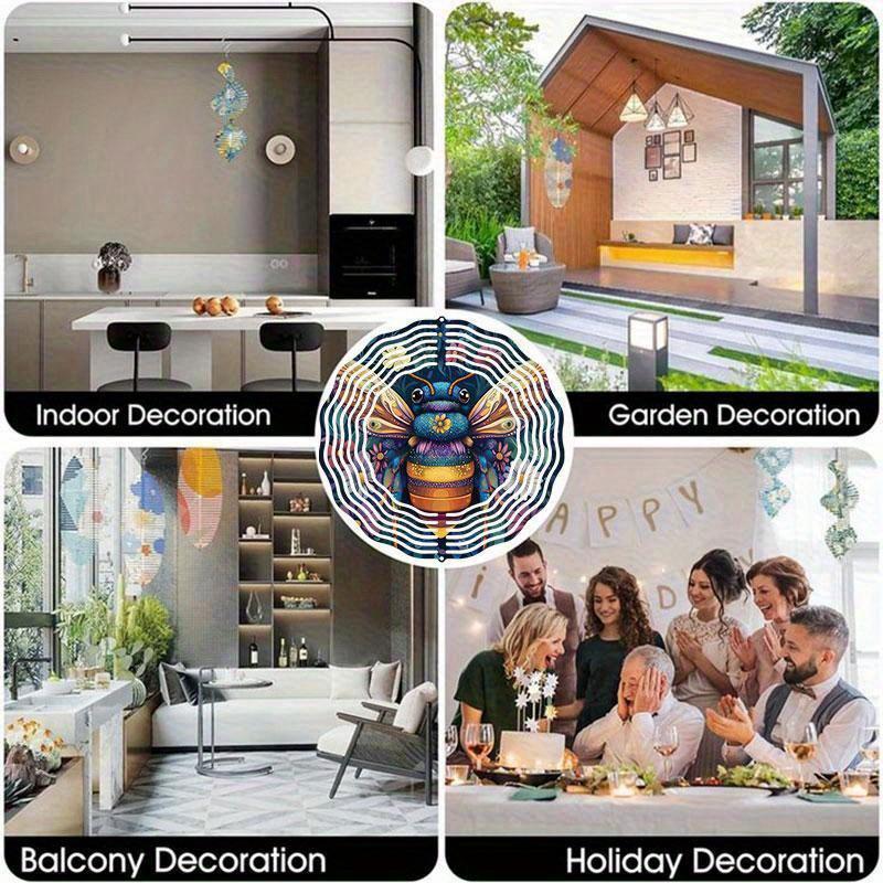 10 Inch Hanging Wind Spinner with 360 Degree Hook for Balcony Garden Decor Spring Summer Outdoor Decoration