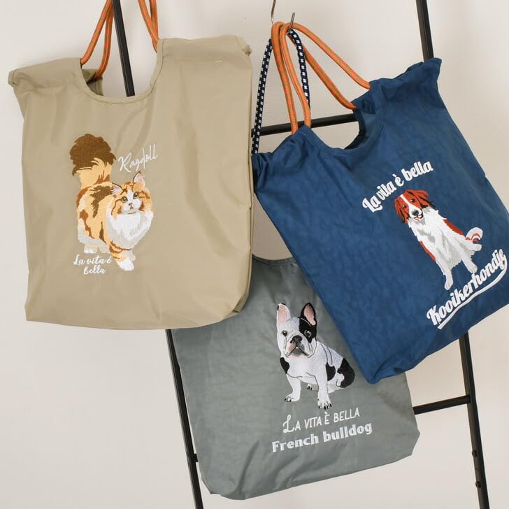 [JOKnet] SOBIA Animal Embroidered Cord Tote Bag for Women, Large, Lightweight, A4 Size, Toy Poodle Design, Size F