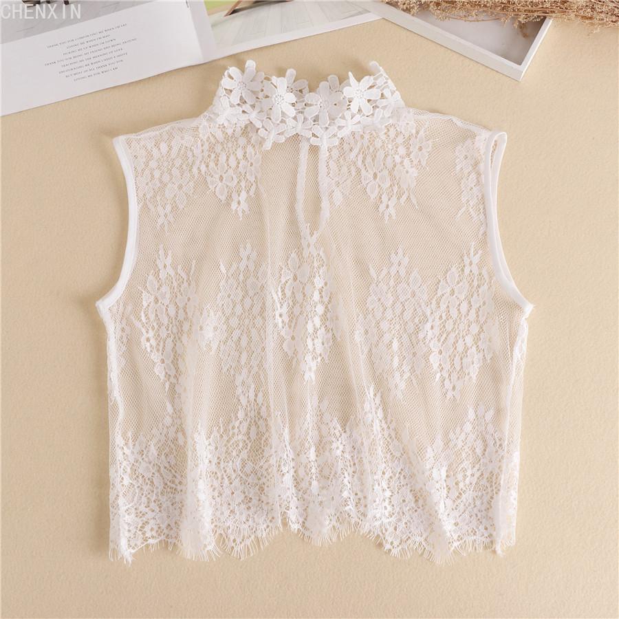 Abnehmbarer Kragen aus Baumwolle für Damen, für Pullover, Bluse, Hemd, gefälschter Kragen, dekoratives weibliches weißes halbes Hemd, falsches Kragen-Zubehör