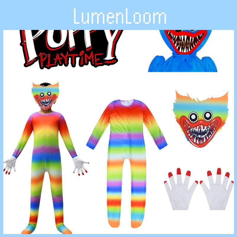 Kinder Poppy Playtime Huggy Wuggy Cosplay Kostüm Jumpsuit Maske Halloween Anzug