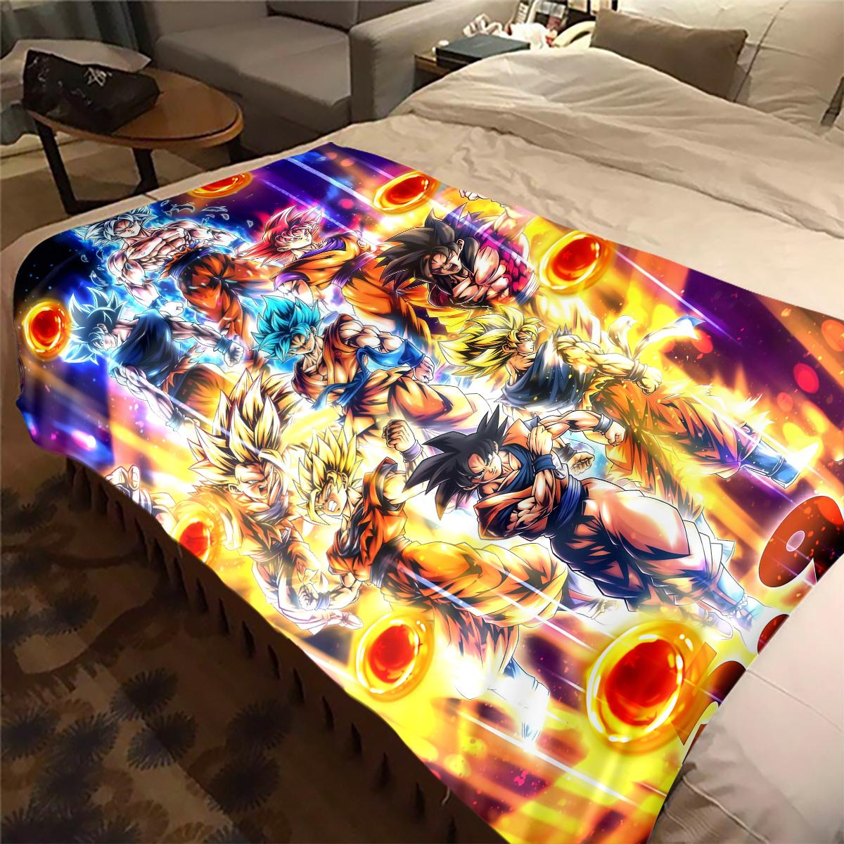 

1 шт. Фланелевое одеяло с принтом Dragon Ball Super, Высокое качество, Для всех сезонов, Декор для дома, Тепло и уют, Идеально для рождественских подарков 80cm x 120cm