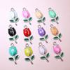 20pcs 21x10mm Enamel Rose Bud Flower Charms Pendant Alloy Metal DIY Jewelry Making Accessories Findings for Necklace Earrings