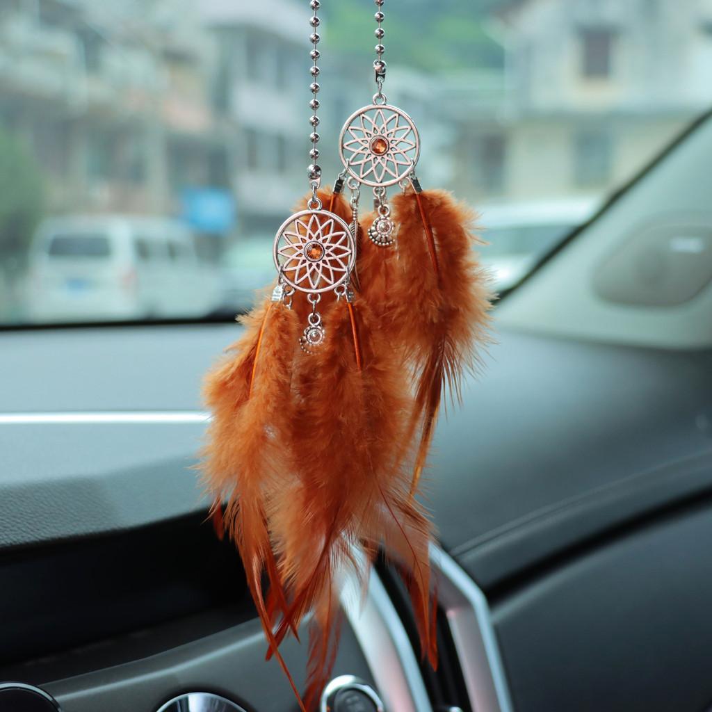 Feather Car Rearview Mirror Handing Pendants Dream Catcher Alloy Decoration