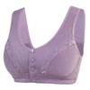 Reggiseno da donna in cotone stile reggiseno per anziani e di mezza età di grandi dimensioni senza anello in acciaio intimo intimo in morbido pizzo di cotone con fibbia anteriore