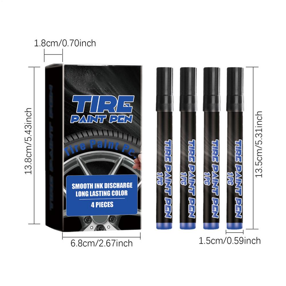

Tire Lettering Paint Pen Set Of 4 Tire Permanent Marker Long-Lasting Car Graffiti Pen Oil-Based Tire Drawing Pens Quick Dry For чёрный
