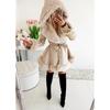 Fur Jackets Women Elegant Fur Belt Coat Streetwear Lapel Warm Hooded Jacket