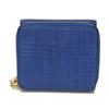 Used 12695 Linen Zip Compact Wallet 7942 Textured Calfskin Zip Around Anagram Embossing Blue Unisex from Japan AUTHENTIC