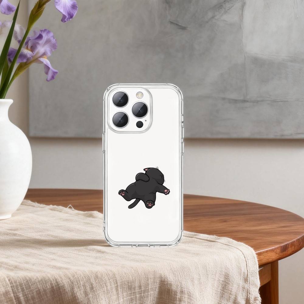 Cartoon Cat Meow Phone Case For iPhone 17 16 15 14 13 12 11 Mini Pro Max Plus Transparent Cover