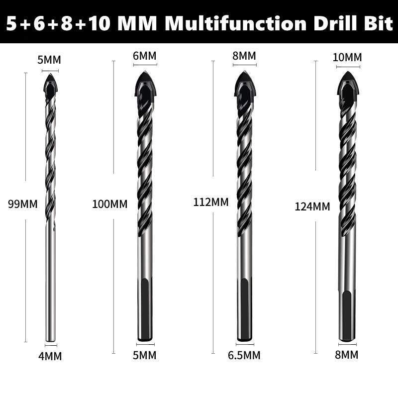 3-12mm Multifunctional Triangle Drill Bit Diamond Drill Set Ceramic Tile Concrete Brick Wood Glass Punching Hole Saw Metal Drill