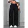 Retro Loose Wide Leg Jeans Fashion Women Solid Straight Wash High Elastic Waist Denim Pants Casual Streetwear Pocket Trousers