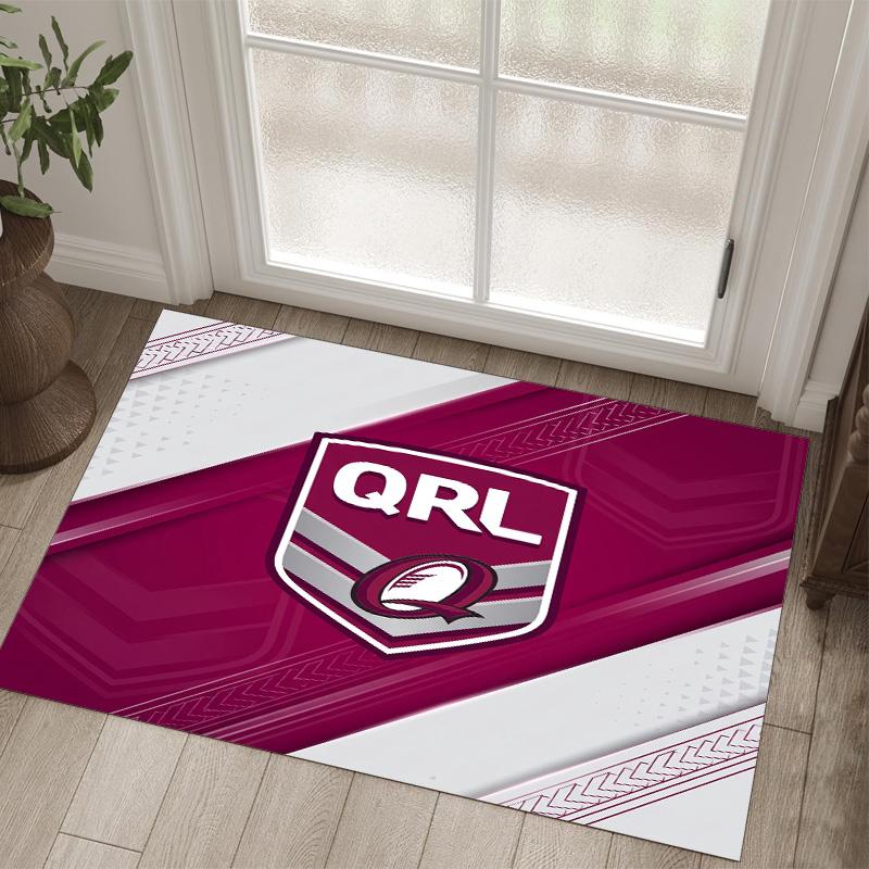 Queensland Maroons Design Crystal Velvet Carpet Cozy Non?Slip Printed Rug For Bedroom Living Room Entrance