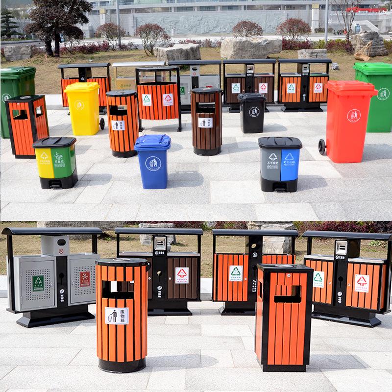 Stainless Steel Outdoor Trash Can with Waste Separation for Parks, Streets, and Scenic Areas