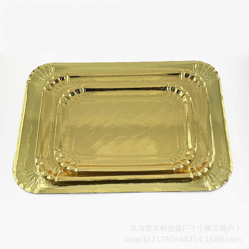 

Thickened Gold Disposable Paper Plates for Birthday Parties and BBQs 20x28 cm золотий