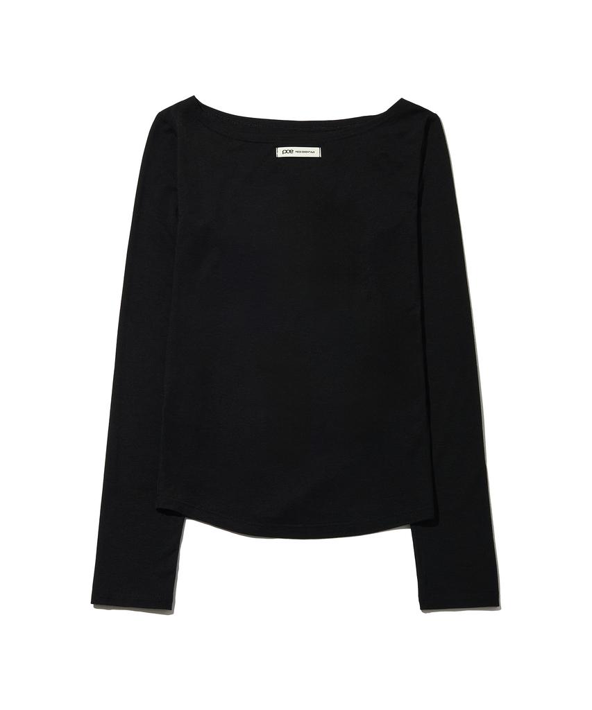 PEACE MAKER Pce Crack Logo Boat Neck Slim Long Sleeve (Black)