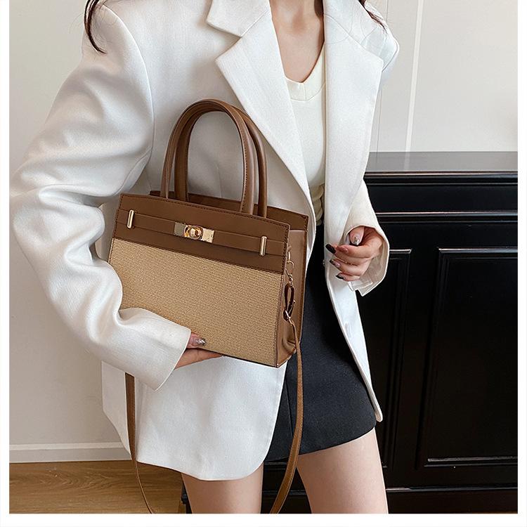 New Women Color Block Handbag Fashion Texture Crossbody Shoulder Commuter Bag CLE
