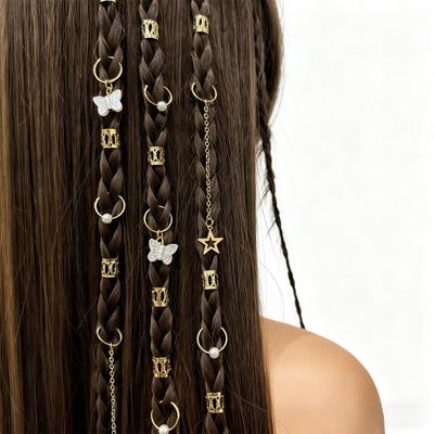 DFsucces 28-Piece Hair Beads Set for Braiding, Butterfly, Heart, Gold, and Silver Metal Coils for Kids, Girls, Weddings, Hip Hop, DIY Hair Accessories