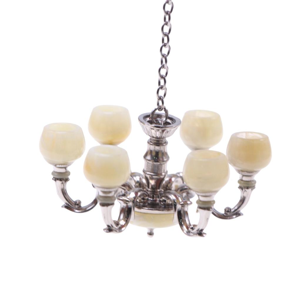 1:12 Dollhouse Miniature Retro Lamp Chandelier Light Working Ceiling Lamp Light Furniture Model Dollhouse Livingroon Scene Decor