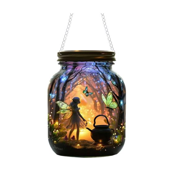 Fairy Hanging Decoration 2D Flat Fairy Forest Acrylic Ornament Wishing Bottle Shape Decoration for Indoor Outdoor Window Door