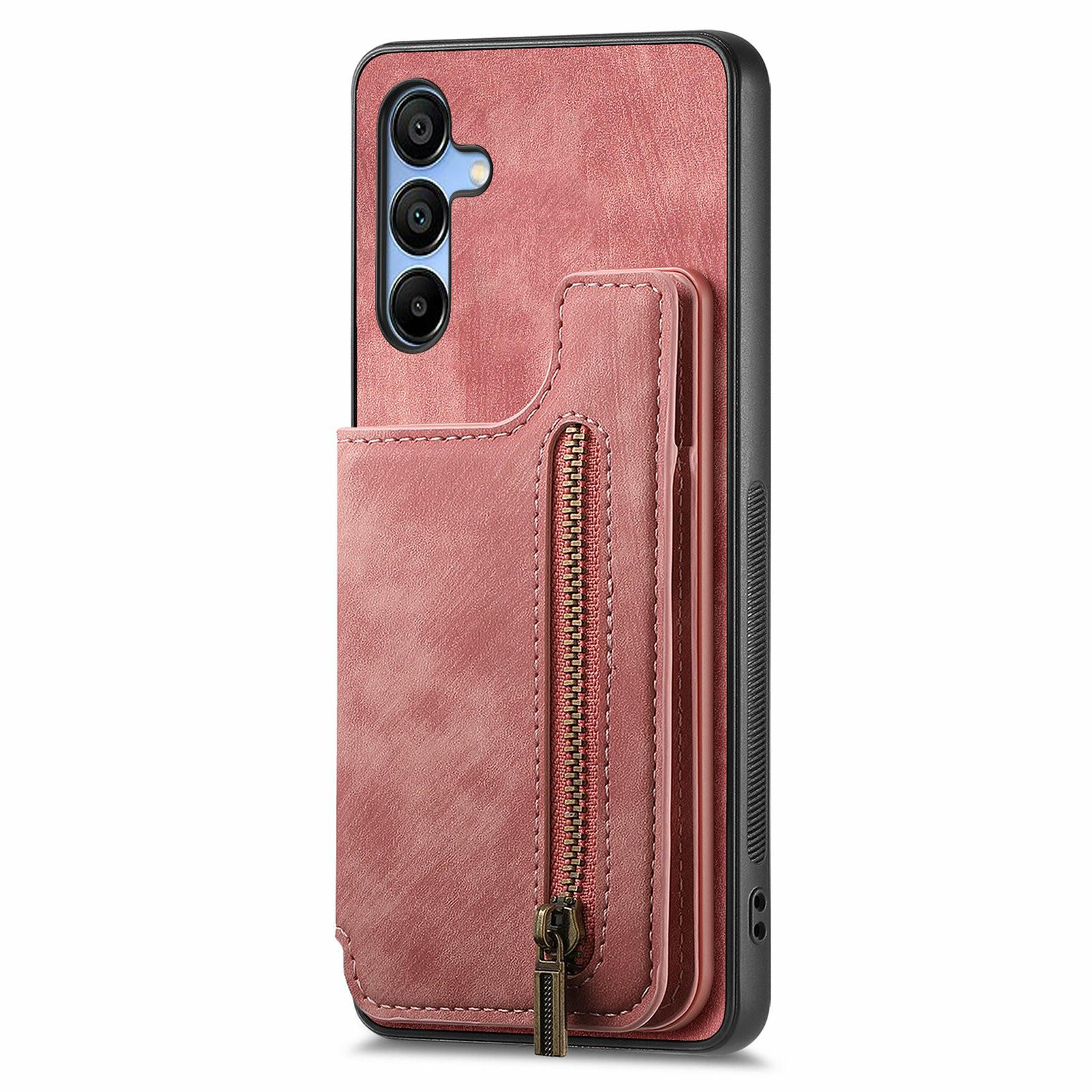 

For Samsung Galaxy A16 4G/5G Case RFID Blocking Card Holder Retro Leather + TPU Zipper Phone Cover B