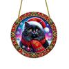 Cat Wearing Christmas Hat 2D Flat Acrylic Christmas Theme Garden Door And Window Hanging Decoration Holiday Ornaments