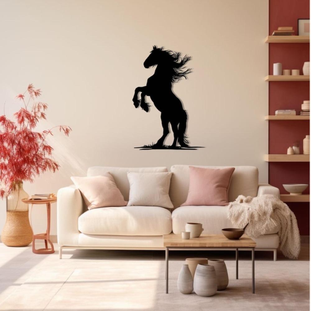 Custom Metal Horse Silhouette Wall Art Rearing Equestrian Sculpture Outdoor Decor
