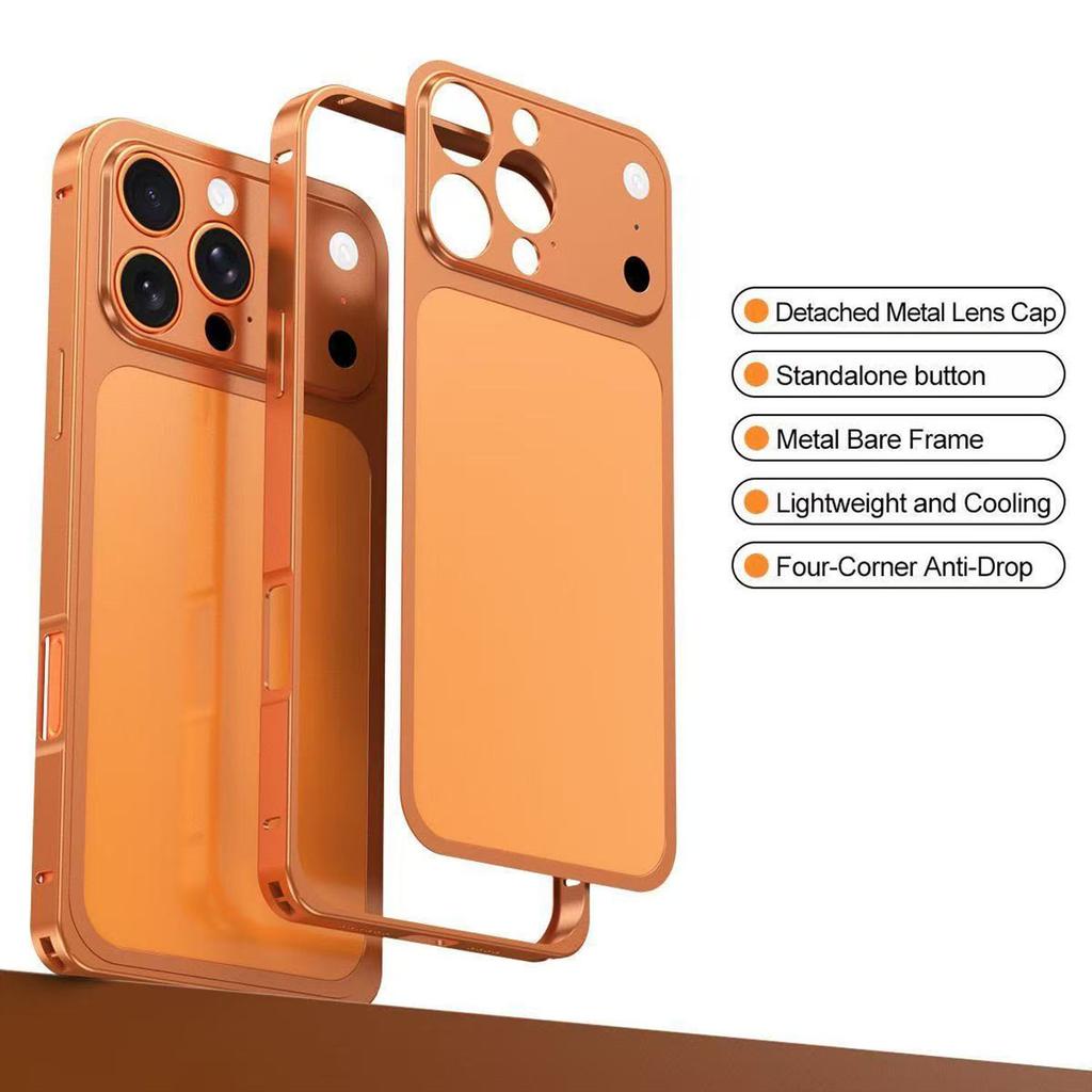 For iPhone 16 Pro Case Transform to 17 Pro Locking Buckle Metal Frame Alloy Back Phone Cover