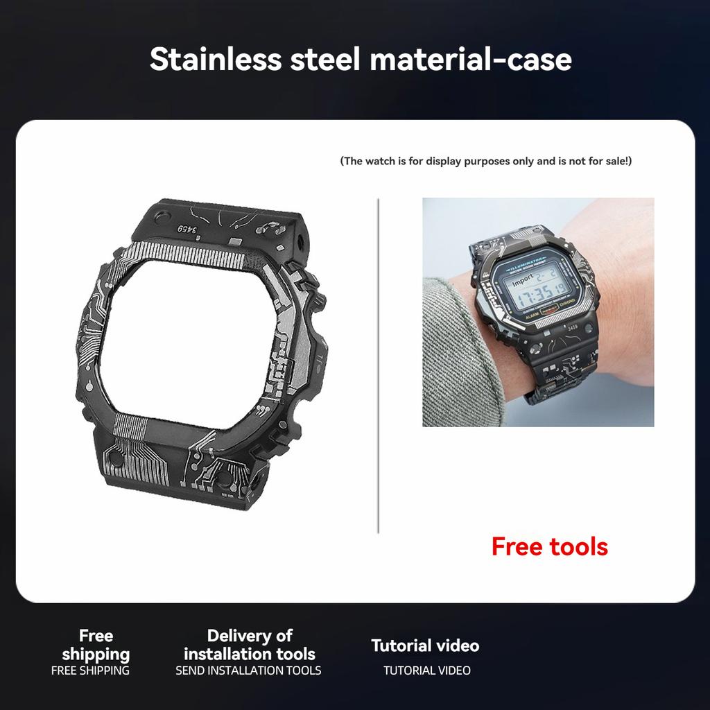 Titanlegierungsarmband+Gehäuselünette für Casio G-Shock DW-5600 GW-M5610 GW-B5600 Mod Kit Edelstahl-Armband-Set Zubehör