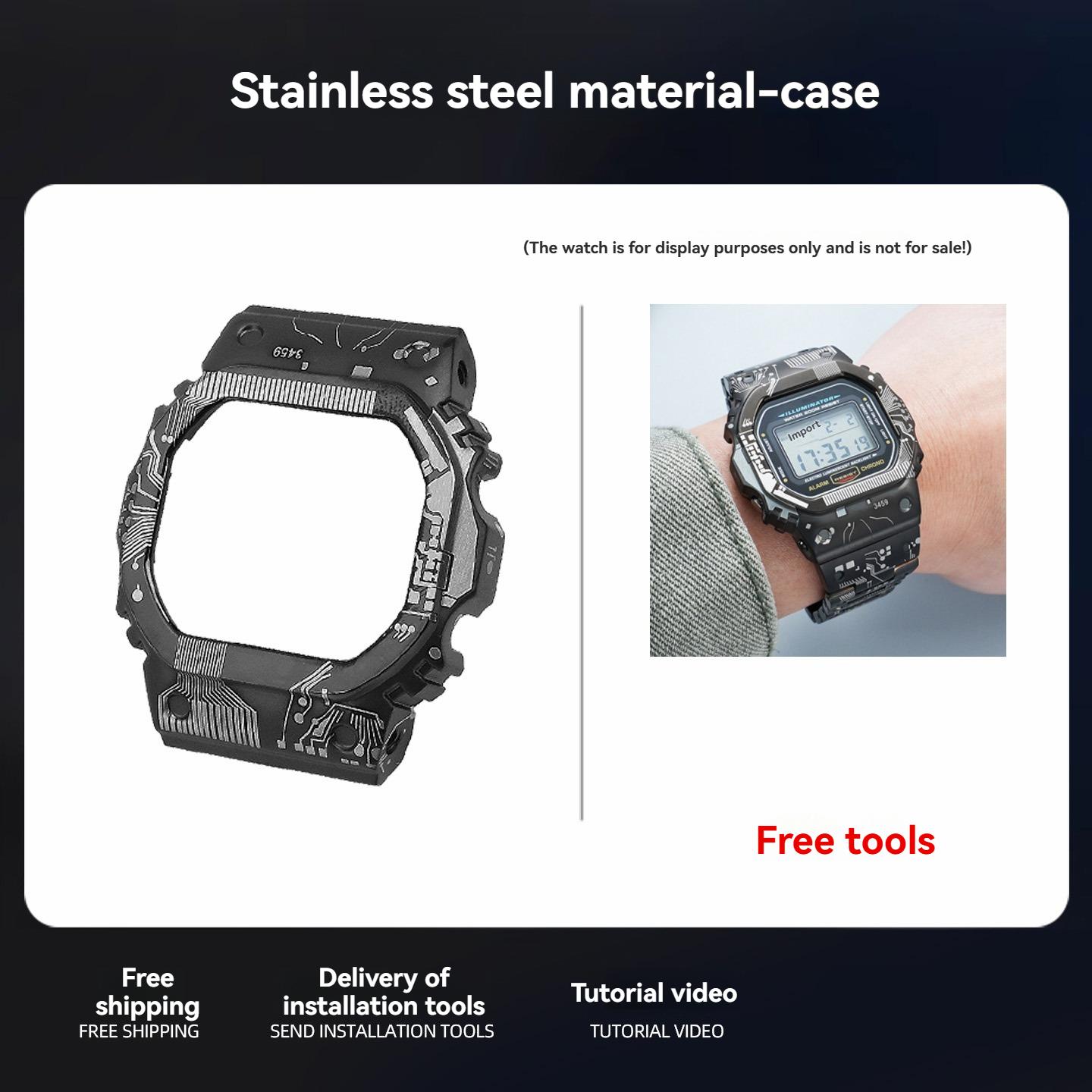 Titanium alloy strap+Case Bezel For Casio G-Shock DW-5600 GW-M5610 GW-B5600 Mod Kit Stainless steel Watchband Set accessories For DW-5600
