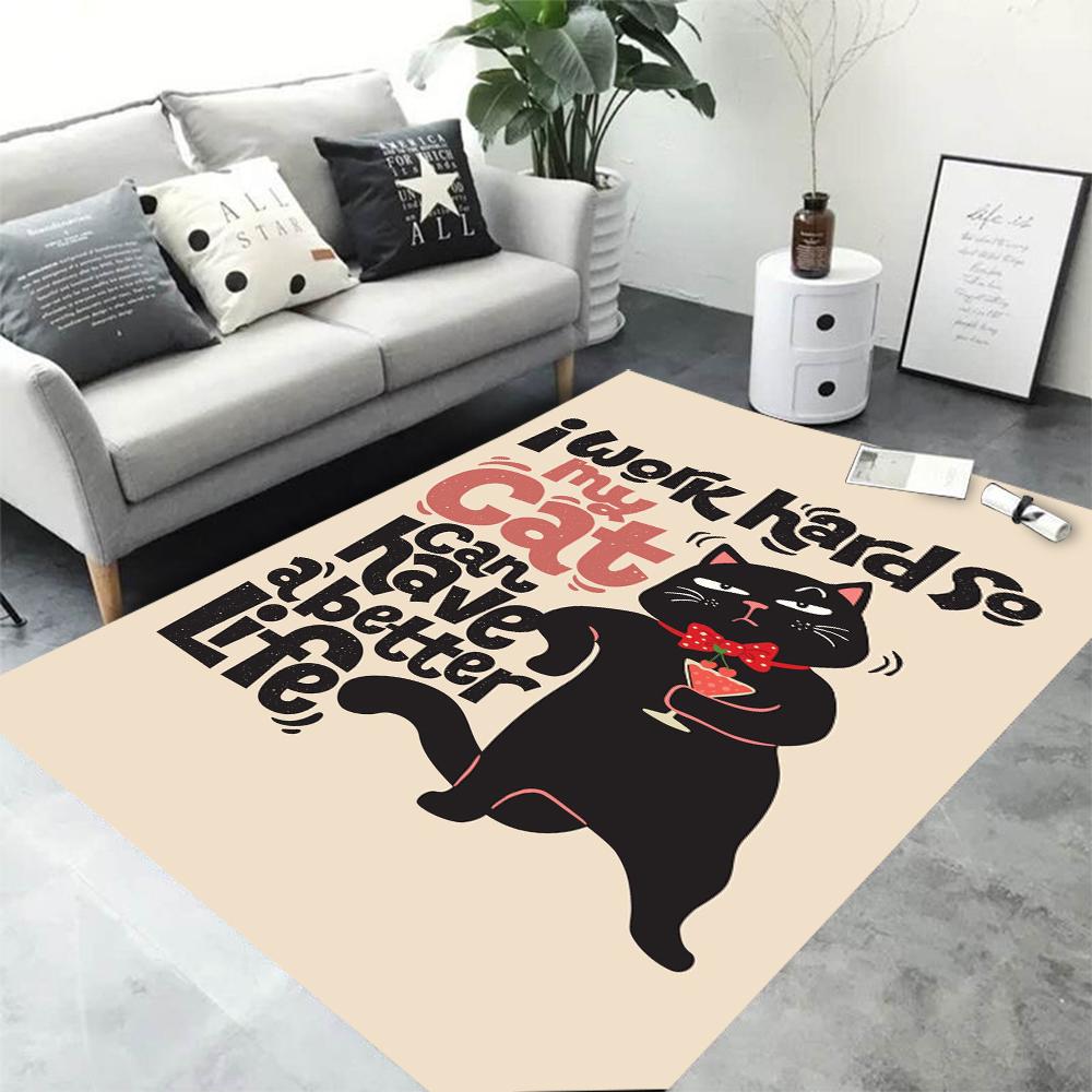 3D Cartoon Retro Kätzchen HD Teppich Teppich für Zuhause Wohnzimmer Schlafzimmer Sofa Fußmatte Dekor, Kinderbereich Teppich Rutschfeste Bodenmatte