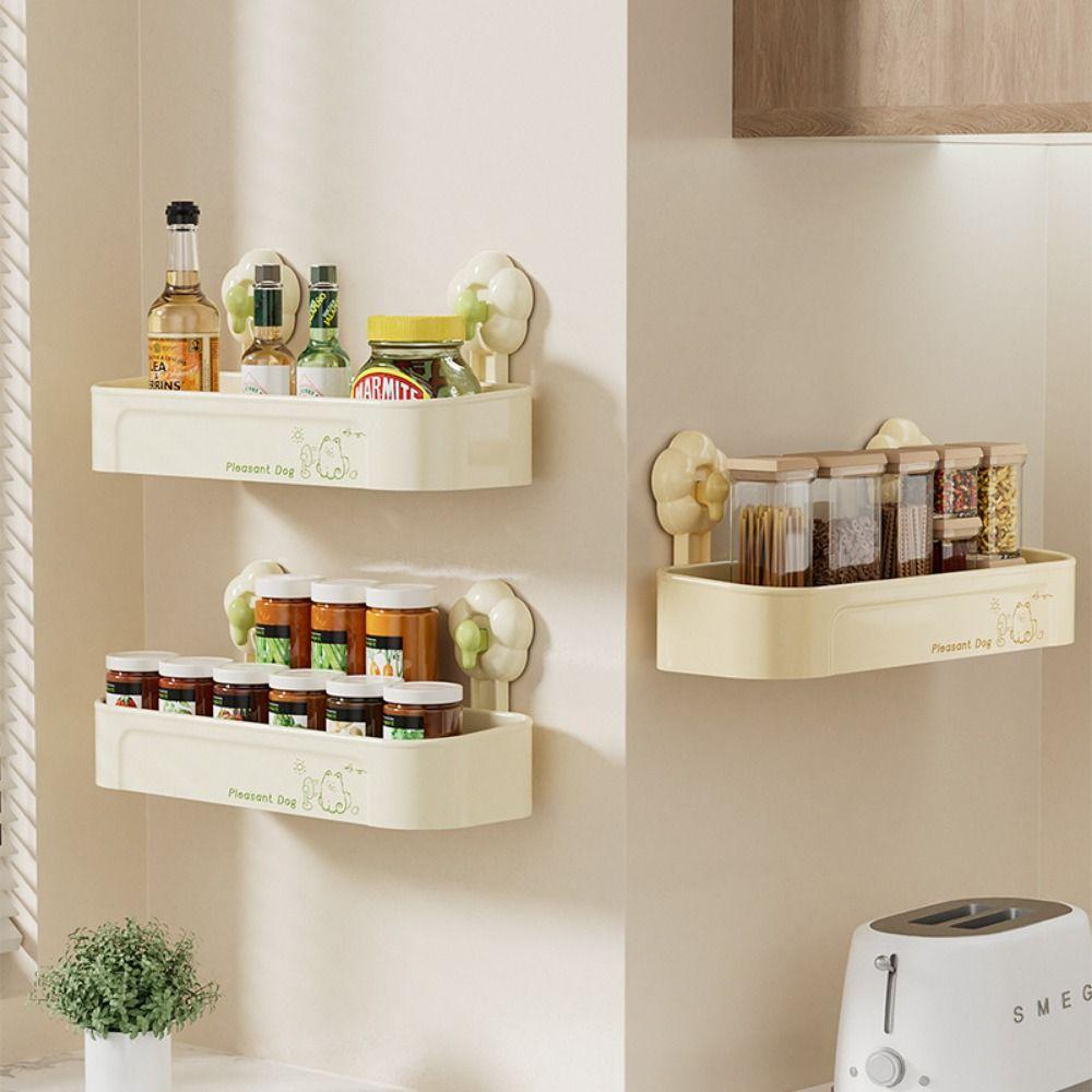 Simple Flower Suction Cup Shelf Cute Storage Organizer Rack Bathroom Storage Shelves  Kitchen