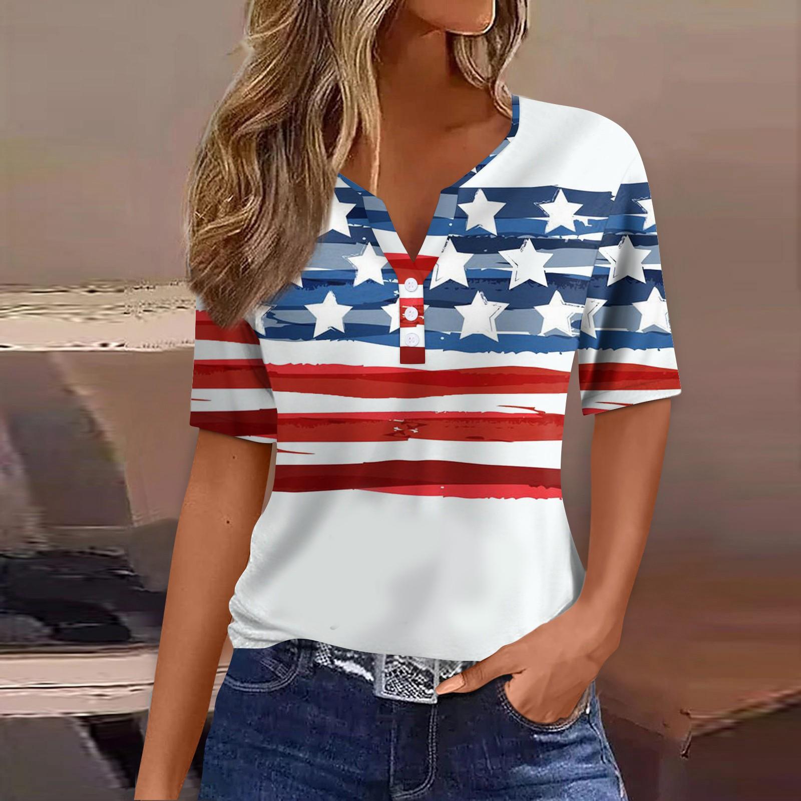 

Жен. Футболка Футболка С принтом Пуговицы С короткими рукавами Повседневные Выходные Мода Классический V-образный вырез Обычный Верх XL белый