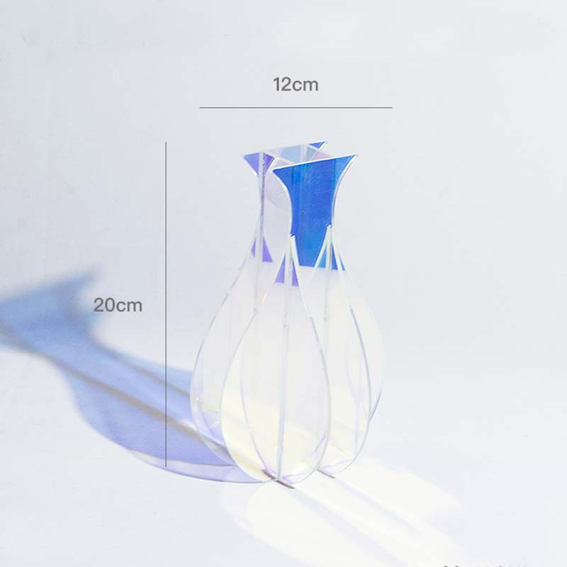 Acrylic Vase, Modern Acrylic Geometric Wide Mouth Small Vase, Orange Flower Vase for Centerpieces Desk Flower Bud Vase