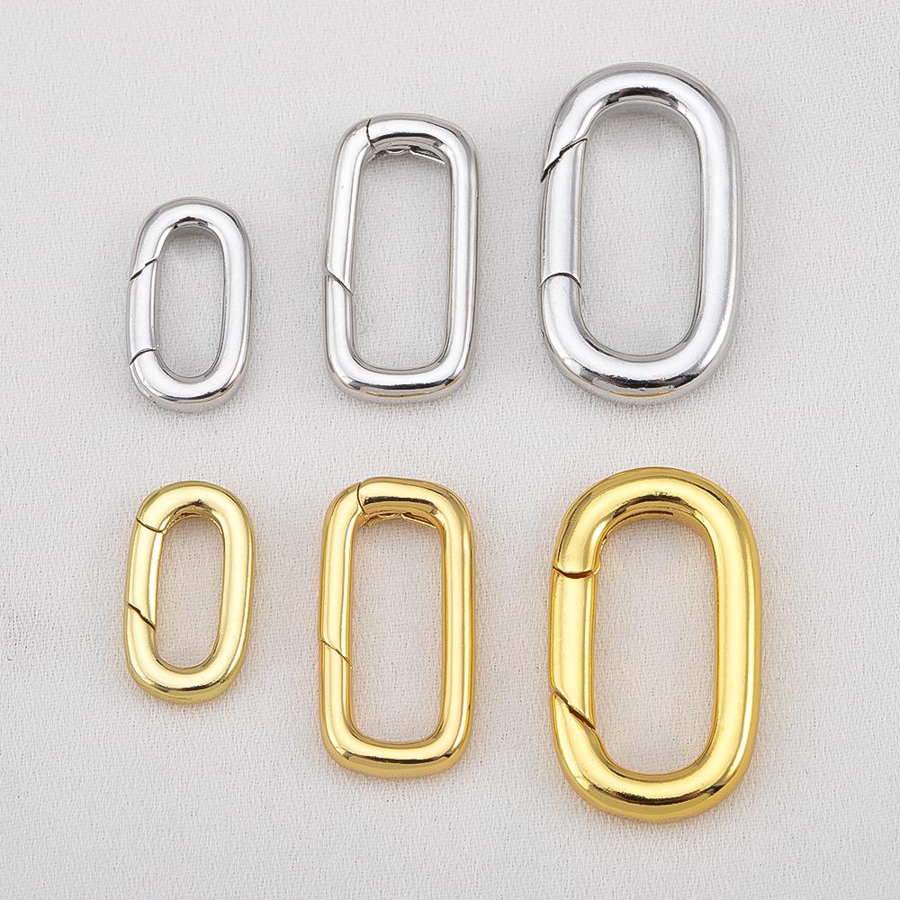 2pcs 18K Gold Filled Oval Carabiner Necklace Clasps Closures Pearl Enhancer Connector Brass DIY Jewelry Necklace Bracelet Making