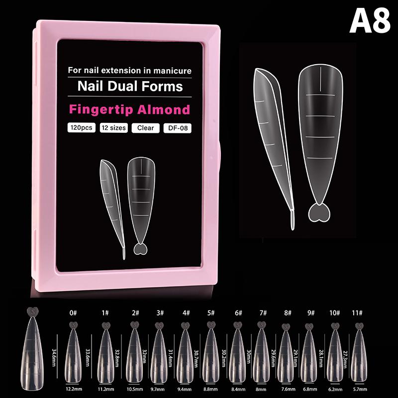 Dual Form Coffin Nail Tips 120pcs  Extension Reusable Mold For Quick and Easy Professional Manicure At Home
