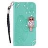For Motorola Moto G73 5G Rhinestone PU Leather Phone Case Imprinted Owl Flower Stand Wallet Flip Cover