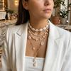 Bohemian Shell Starfish Layered Y-shaped Necklace Set for Women Trendy Imitation Pearl Choker Chain Beach Party Jewelry Gift