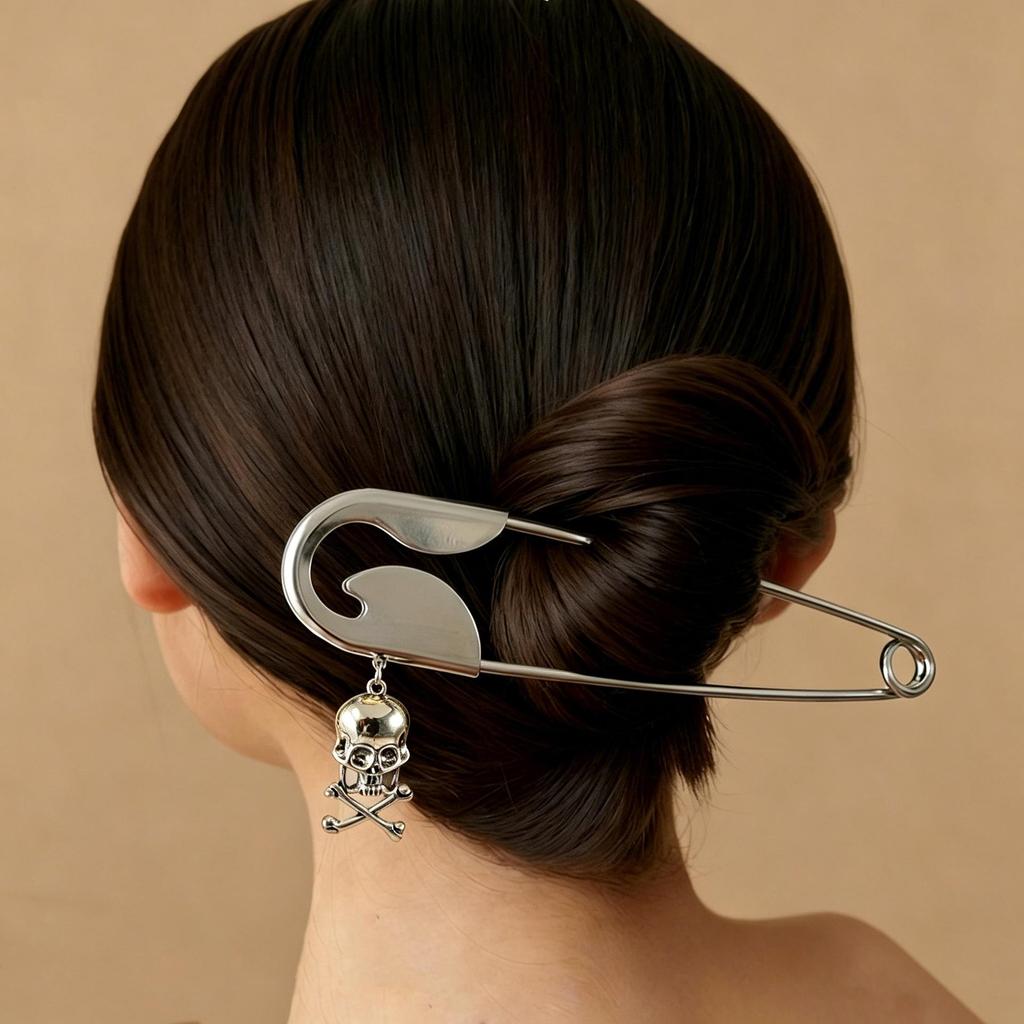Stylish Large Silver Hair Brooch: Creative Metal Claw Clip for Thick Hair