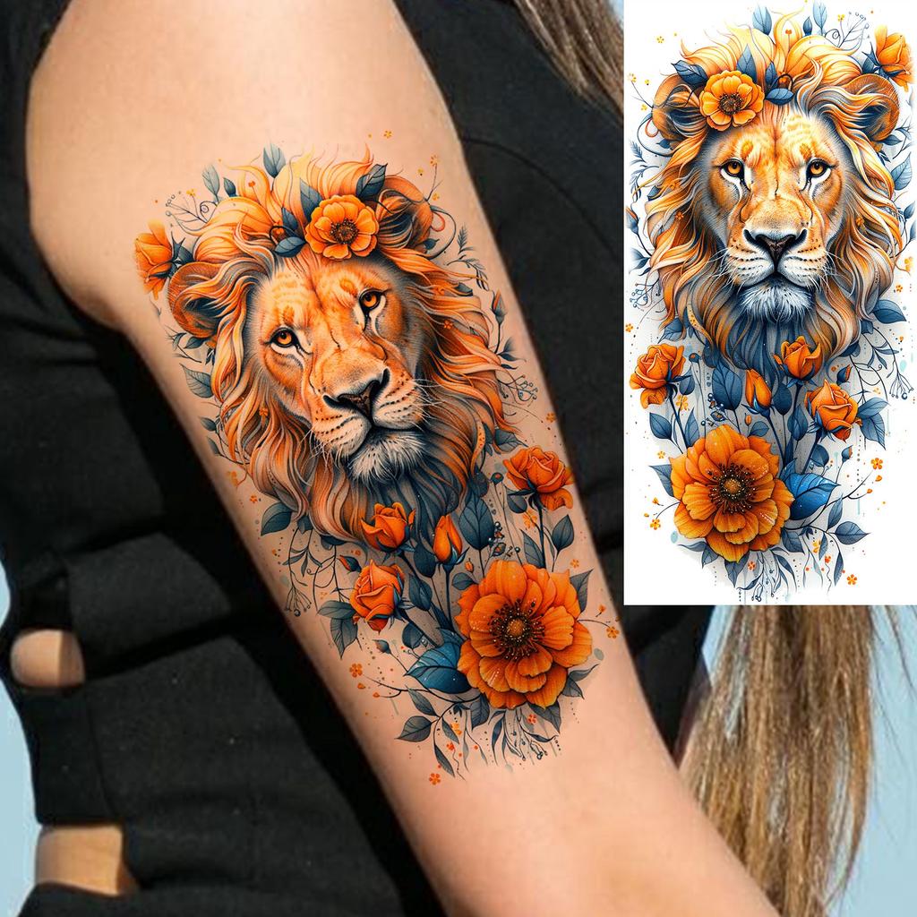 1 Sheet Sketch Flower Animals Temporary Tattoos For Women Long Lasting Waterproof Elephant Turtle Fake Tattoo Body Art Stickers