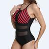 Women S Plus Size Striped Sleeveless One Piece Swimsuit
