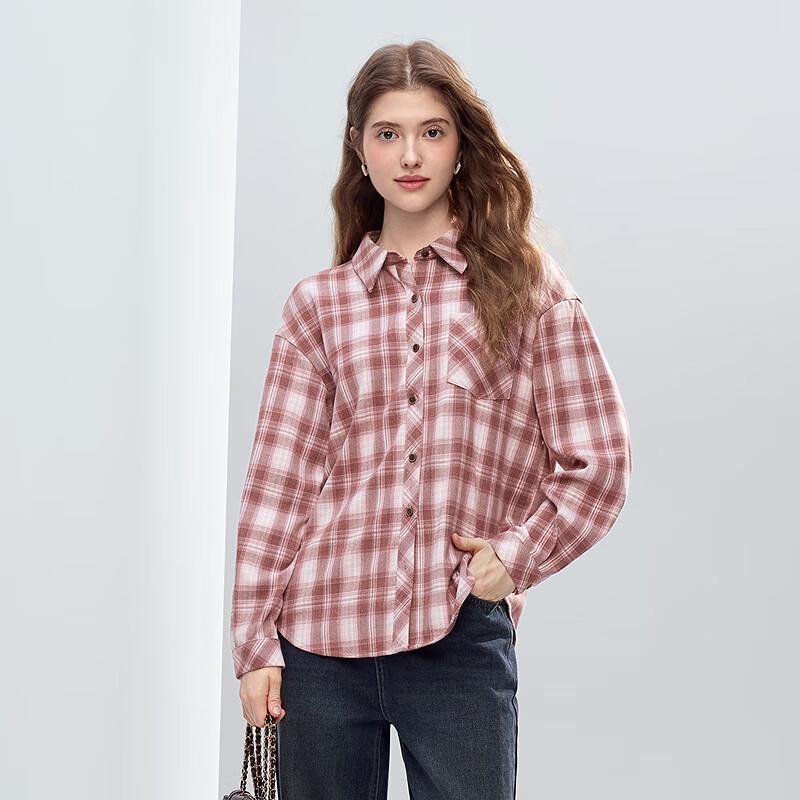 Betu Women's 2025 Winter Stylish Plaid Long Sleeve Shirt