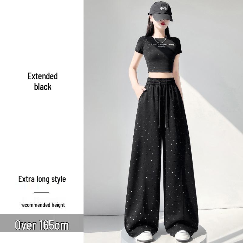 Spring 2026 Rhinestone Slim Fit High Waist Two-Way Women s Pants 2XL