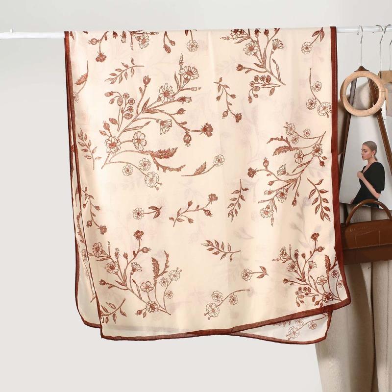 Fresh and Elegant Women's Cotton and Linen Long Scarf Fashion Scarf High Sense Versatile Autumn and Winter Scarf Thin Yarn